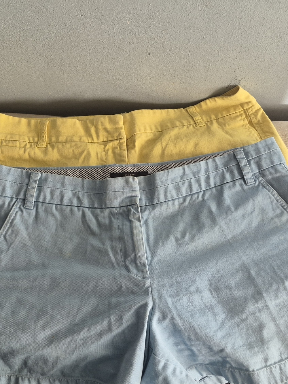J. Crew Light Blue and Yellow Cotton Chino Shorts - Women